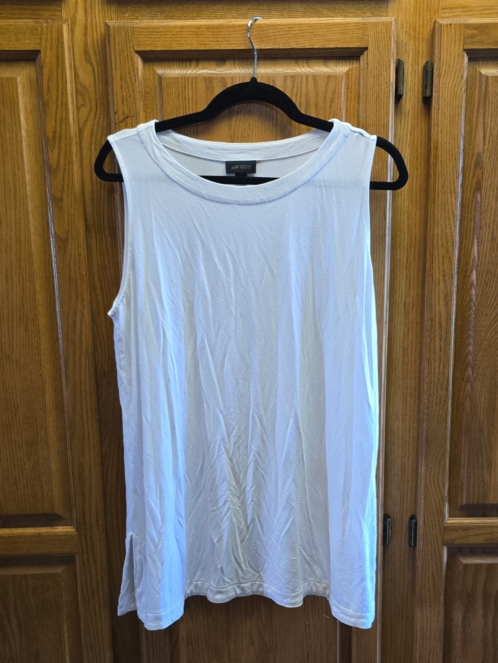J. Jill White Sleeveless Tunic Tank, Split Side, Easy Layering, Size L